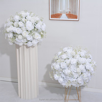 Centres de table de mariage sur mesure, hauts, en soie blanche, avec boule de fleurs d'orchidées artificielles, décoration pour événements de mariage