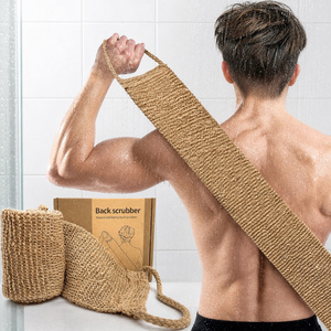 Ceinture de bain exfoliante robuste en jute naturelle extra longue à texture grossière, séchage rapide, <span class=keywords><strong>avec</strong></span> deux poignées, pour le dos – Vente en gros CF - Product Image 1