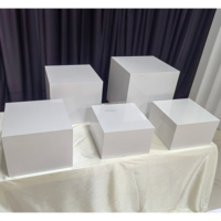 Supports de présentation ronds en métal blanc pour desserts, buffets et gâteaux, pour décorations de mariage et de fête