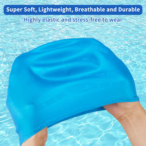 Bon étirement, sans fuite, <span class=keywords><strong>bonnet</strong></span> <span class=keywords><strong>de</strong></span> <span class=keywords><strong>bain</strong></span> en silicone personnalisé pour dreadlocks, protection d'<span class=keywords><strong>oreilles</strong></span> sans couture, arc-en-ciel, grande taille pour femmes nageuses - Product Image 4