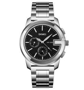 Reloj de pulsera analógico de banda de acero inoxidable de lujo para Hombres estilo de negocios SKMEI <span class=keywords><strong>1962</strong></span> relojes de oro impermeables 3ATM - Product Image 3