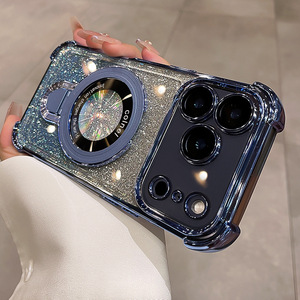 <span class=keywords><strong>Coque</strong></span> de téléphone de <span class=keywords><strong>luxe</strong></span> à paillettes électroplaquées pour <span class=keywords><strong>iPhone</strong></span> 17 16 <span class=keywords><strong>Pro</strong></span> Max avec support magnétique pliable et protection de l'appareil photo (membrane arrière) - Product Image 4