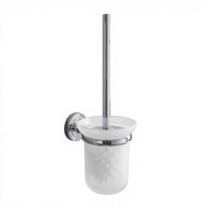 Support mural pour brosse de toilette, finition chromée, design cylindrique minimaliste, ensemble d'accessoires de salle de bain, nettoyage facile - Product Image 1
