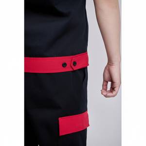 เสื้อทำงานผ้า TC สำหรับผู้หญิงสีดำแดงแขนสั้นระบายอากาศสวมใส่สบายระบายอากาศได้ดีเสื้อใหม่ทนทานมองเห็นได้ชัดเจน - Product Image 1