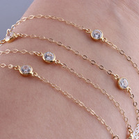 Chaîne Câble Or Rempli 14K 1,5 MM avec Perles Décoratives et Bélières Rondes 4 MM en Zircon, pour Collier, Bracelet et Fabrication de Bijoux DIY