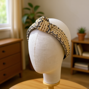 Fascia per capelli in pile a doppia faccia con nodo, accessorio moda per capelli da donna - Product Image 3