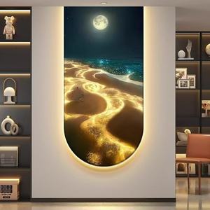 Cadre en porcelaine de cristal personnalisé, peinture décorative LED de paysage marin pour la décoration du salon, de la maison et des chambres d'hôtel - Product Image 2