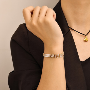 Fashion Chain <b>Bracelet</b> <b>Copper</b> Alloy Zircon Channel Setting Multi Strand Elegant Jewelry for Women - Product Image 3