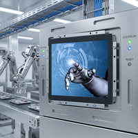 Nouvel écran tactile capacitif industriel mural ODM 15,6/21,5 pouces IPS en métal, résolution 1920x1080 4:3, USB/DVI/RS232, 32 Go, alimentation CC