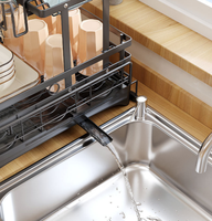 Égouttoir à vaisselle de cuisine - Égouttoir extensible, grande capacité, pour comptoir de cuisine, antirouille avec porte-ustensiles