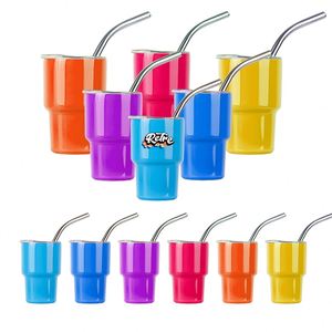Tasses à café populaires personnalisées en acier inoxydable de 2 oz et 3 oz, mini-gobelets mignons avec paille et couvercle - Product Image 1