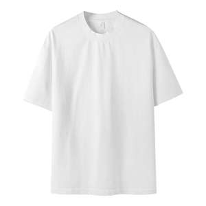 T-shirt décontracté à manches courtes en coton épais blanc pur, marque de mode masculine, col rond uni, base unie, pour femme - Product Image 6
