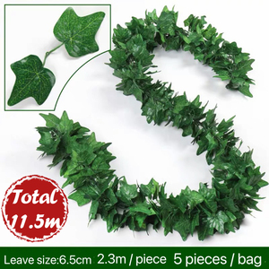 Guirlande de feuilles de lierre simulées en plastique artificielles suspendues Faux feuillage fleurs <span class=keywords><strong>mur</strong></span> d'<span class=keywords><strong>arbre</strong></span> extérieur pour jardin de fête de mariage - Product Image 2