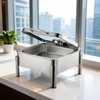 Chauffe-Plat de Luxe 8L pour la Restauration, Chauffe-Plat Rectangulaire Moderne en Acier Inoxydable 304, Serveur de Buffet Professionnel pour Hôtels