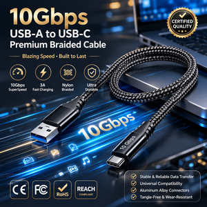 Cable USB 3.0 de A a C de LUNG KAY, Sincronización de Datos Ultrarrápida de 10 Gbps, 60 W, 3 A, PD, Grado Profesional para SSD Industrial - Product Image 1