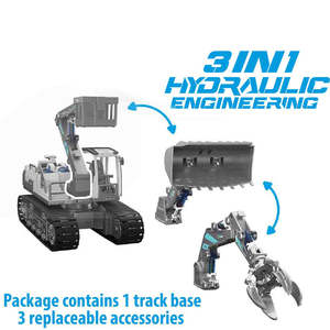 技術工学車両掘削機ビルディングブロックおもちゃDIY水力トラック掘削機ロボットアームSTEMサイエンスキット - Product Image 5