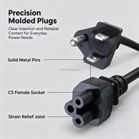 Kabel Daya ETL Terdaftar NEMA 5-15P ke IEC C5 1.5M untuk Laptop, Monitor, Printer, Kabel Daya Pengganti, Panjang Kustom 18AWG 16AWG