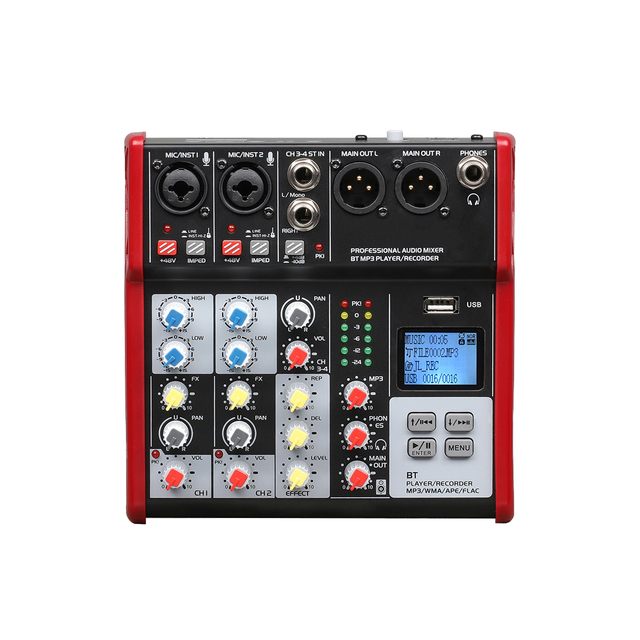 Accuary Pro Audio MES4 Audio Interface 2 Channel DJ Mini Audio Mixer With USB/MP3 Player Sound Mixer