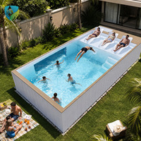 Piscine hors sol rectangulaire autoportante avec spa et bain à remous pour villa et jardin