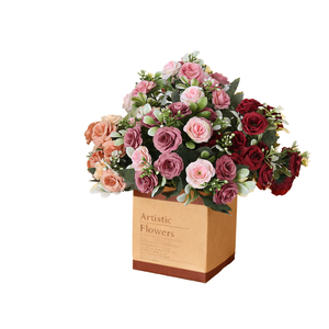 European Style 15 Heads Peony <b>Rose</b> Bouquet Silk Flowers for Home Dining Table Wedding Arch Living Room Decoration - Product Image 1