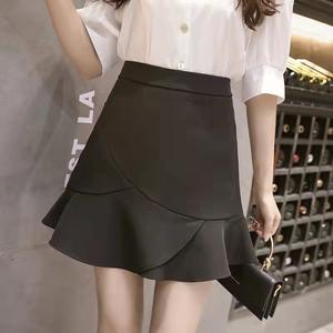 Gonne a vita alta Patchwork a sirena per celebrità una linea da donna Mini gonna a pieghe morbida blu tinta unita Casual gonna corta da ragazza - Product Image 2