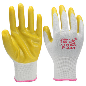 Xinda P238 White Yarn Yellow <b>PVC</b> Dipped Gloves Full Texture Raised Micro Diamond Work Safety Gloves - Product Image 1