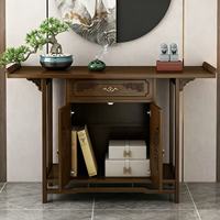 Table d'autel en bambou naturel écologique de style chinois avec tiroir et armoire à double porte grande capacité pour la maison, le sanctuaire bouddhiste ou l'entrée