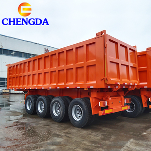 Chengda 60 Ton 4 Axle 40 Cubic Square Shape <strong>Box</strong> <strong>Used</strong> Heavy Duty Hydraulic Dump <strong>Trailer</strong> <strong>for</strong> Stone Stand Rock Hauling - Product Image 2