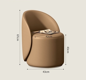 <span class=keywords><strong>Chaise</strong></span> de canapé de loisirs modernes chaises de salle à manger rotatives en <span class=keywords><strong>bois</strong></span> avec accoudoir en cuir Pu gris à dossier haut de luxe - Product Image 6