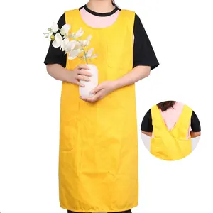 CHANGRONG Custom Japanese Style Cross Back Cotton Linen Garden Bib Apron With Pockets