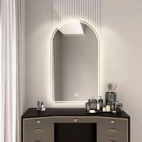 Miroir de salon LED en forme d'arche, rétroéclairé, pour coiffure, miroir mural, anti-buée, pour salon de beauté et coiffure