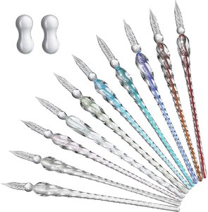 Set di Penne in Vetro, <span class=keywords><strong>Penna</strong></span> a Immersione in Vetro con <span class=keywords><strong>Inchiostro</strong></span> <span class=keywords><strong>e</strong></span> Portapenne, Penne in Cristallo per Firme, Regalo Aziendale Natalizio - Product Image 2