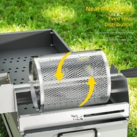 Grille de barbecue rotative multifonctionnelle en acier inoxydable 304 pour fumer et rôtir les papillons, avec panier grill en maille