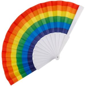 Abanicos de Mano Plegables de Plástico Arcoíris de Alta Calidad al por Mayor con Varillas de Plástico para Bodas, Festivales, Fiestas al Aire Libre, Baile - Product Image 1