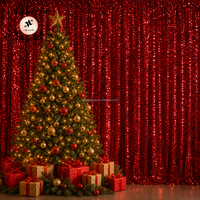 ANNIELU Rideau de fond rouge à sequins pour Noël, panneau de fond pour fête de Noël, événement festif, photomaton, décoration de mariage