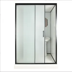Pintu geser ruang Pancuran, Stainless steel ruang mandi toilet kamar mandi partisi kaca satu garis bentuk sederhana