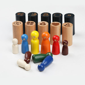 Colorful Wooden Figurines 48 Pc Set Laser Cut With Plush <b>Bag</b> Therapy Accessories - Product Image 3