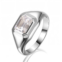Bijoux fantaisie, bague de mariage pour homme en or massif 10 carats, incrustée d'un diamant moissanite de couleur D taille émeraude, VVS, parfaite pour les amoureux