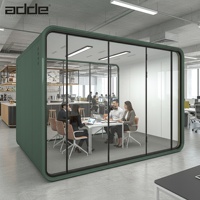 Cabine de réunion modulaire privée de haute qualité, grande taille, cadre en aluminium moderne, éclairage LED, insonorisée, pour hôtel intérieur