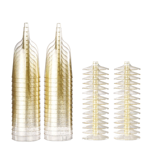 Copas de vino elegantes desechables de 9oz apilables con tallo vasos de plástico desechables para fiestas interiores/exteriores bodas CAPACIDAD DE 5oz - Product Image 5