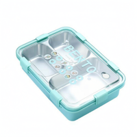 Boîte à lunch en acier inoxydable à 3 compartiments, boîte bento portable pour enfants, bureau, école, conteneur de stockage alimentaire