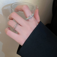 Bague ouverte élégante en cuivre micro-pavée de zircone elliptique pour femme, bijou fin minimaliste tendance pour l'index, cadeau idéal