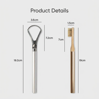 Brosse à dents en bambou détachable, gratte-langue en acier inoxydable, kit d'hygiène buccale, écologique, nettoyage quotidien de la bouche