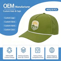 Hoge kwaliteit op maat gemaakte 5-delige rubberen logo-riem baseballcap waterdichte lasergesneden geperforeerde sportieve performance golf pet voor vaders