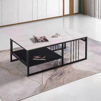 Zone de réception de bureau, table basse et canapé modernes combinés, avec cadre en métal et plateau en marbre, design durable