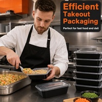 Contenants alimentaires rectangulaires jetables anti-fuite de 750 ml, 300 ensembles
