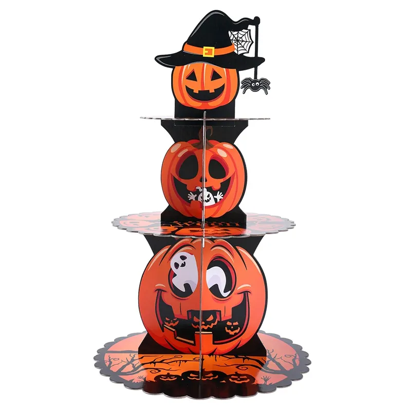 Halloween Supplies 3 Tier Cupcake Stand Round Cardboard Cake Stand Dessert Tree Tower Party Decorations Party Supplies