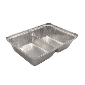 Usine Original 800ml feuille d'aluminium à emporter plateau de nourriture 2 compartiments avec couvercle <span class=keywords><strong>en</strong></span> <span class=keywords><strong>carton</strong></span> jetable pour les dîners de fête de voyage - Product Image 1