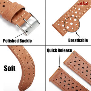 Bracelets universels en <span class=keywords><strong>cuir</strong></span> véritable vintage 18mm 19mm 20mm 22mm pour hommes et femmes, en acier inoxydable, en <span class=keywords><strong>cuir</strong></span> de vachette respirant, à libération rapide - Product Image 5