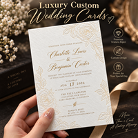 Cartes d'invitation de mariage personnalisées élégantes en papier d'art premium avec dorure à chaud et découpe, pour fête de fiançailles, vente en gros, fabricant OEM